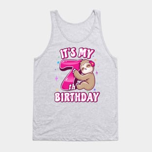 Its My 7th Birthday Girls Sloth Tank Top